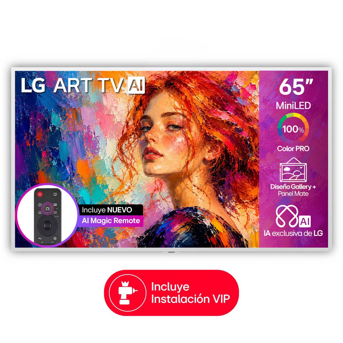LG - Televisor LG 65 pulgadas |4K UHD QNED Mini LED ART Gallery |65LX7BPSA |Incluye Marco Tipo Cuadro