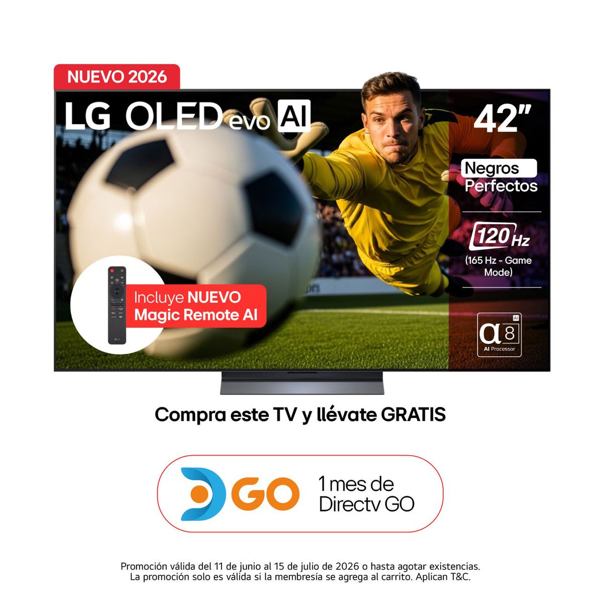 LG - Televisor LG 42 pulgadas|4K UHD OLED|Dolby Vision Atmos|OLED42C6PSA|Incluye AI Magic Remote