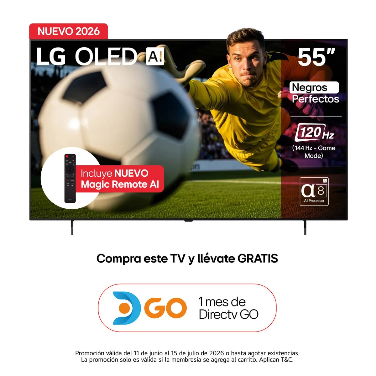LG - Televisor LG 55 pulgadas|4K UHD OLED|Dolby Vision Atmos|OLED55B6PSA|Incluye AI Magic Remote