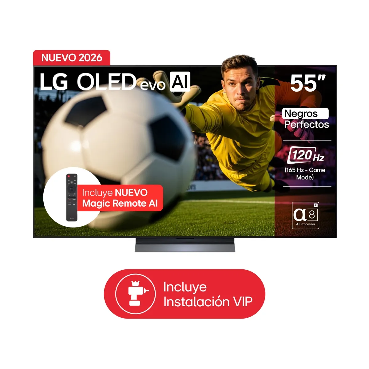 LG - Televisor LG 55 pulgadas|4K UHD OLED Evo|Dolby Vision Atmos|OLED55C6PSA|Incluye AI Magic Remote