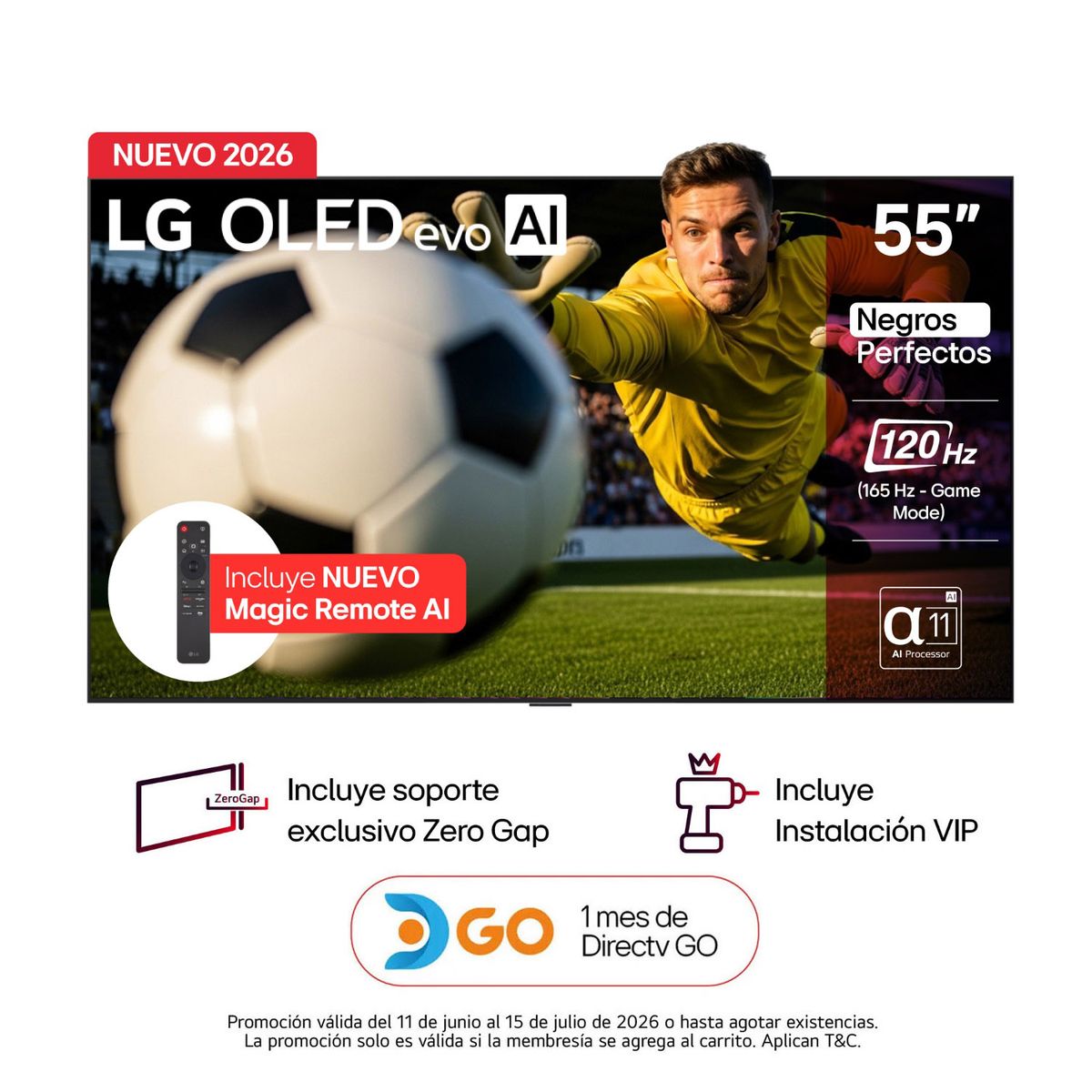LG - Televisor LG 55 pulgadas|4K UHD OLED Evo Gallery|Dolby Vision Atmos|OLED55G6PSA|Incluye AI Magic Remote