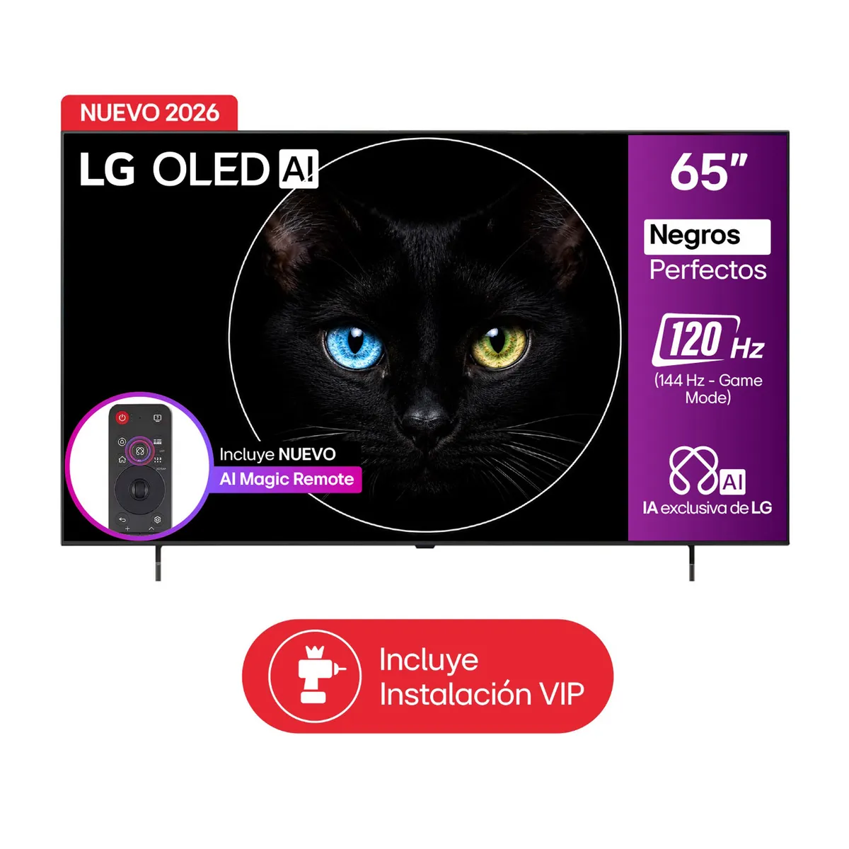 LG - Televisor LG 55 pulgadas|4K UHD OLED|Dolby Vision Atmos|OLED65B6PSA|Incluye AI Magic Remote