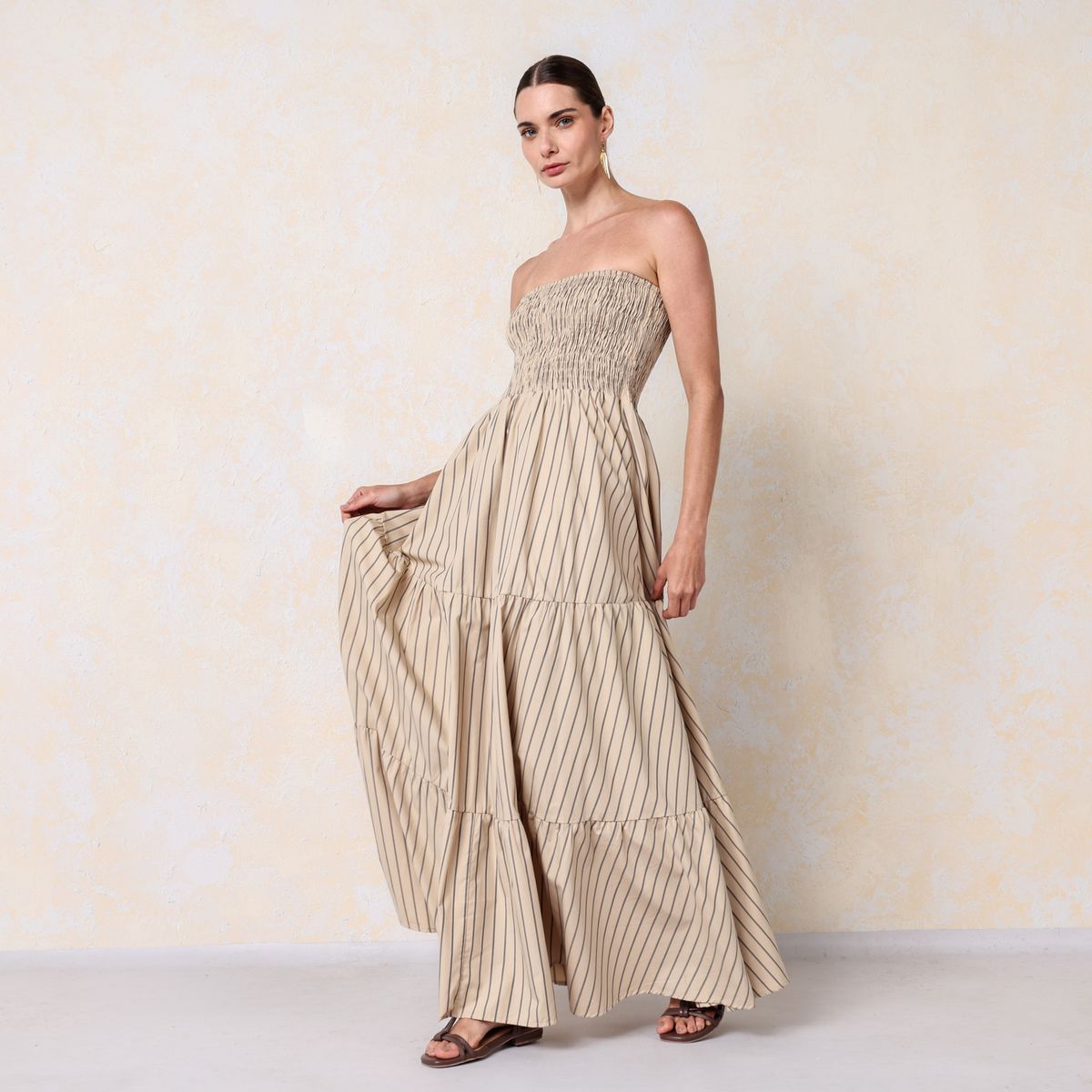 BASEMENT - Vestido Mujer Maxi Casual de Algodón Basement