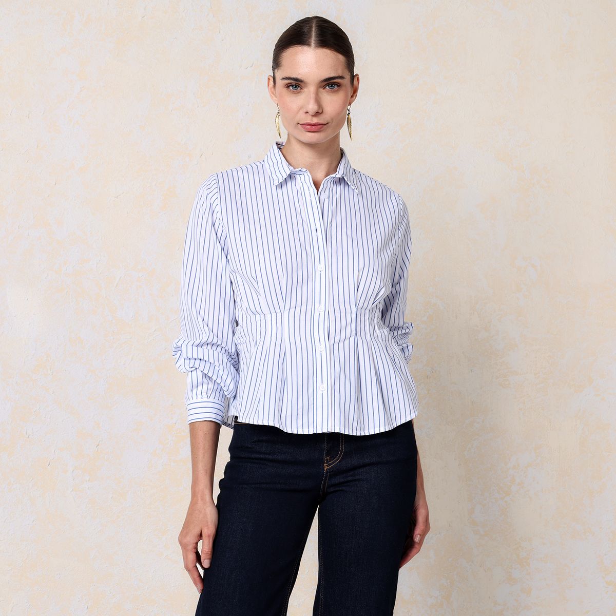 BASEMENT - Camisa Mujer Manga larga de Algodón Basement