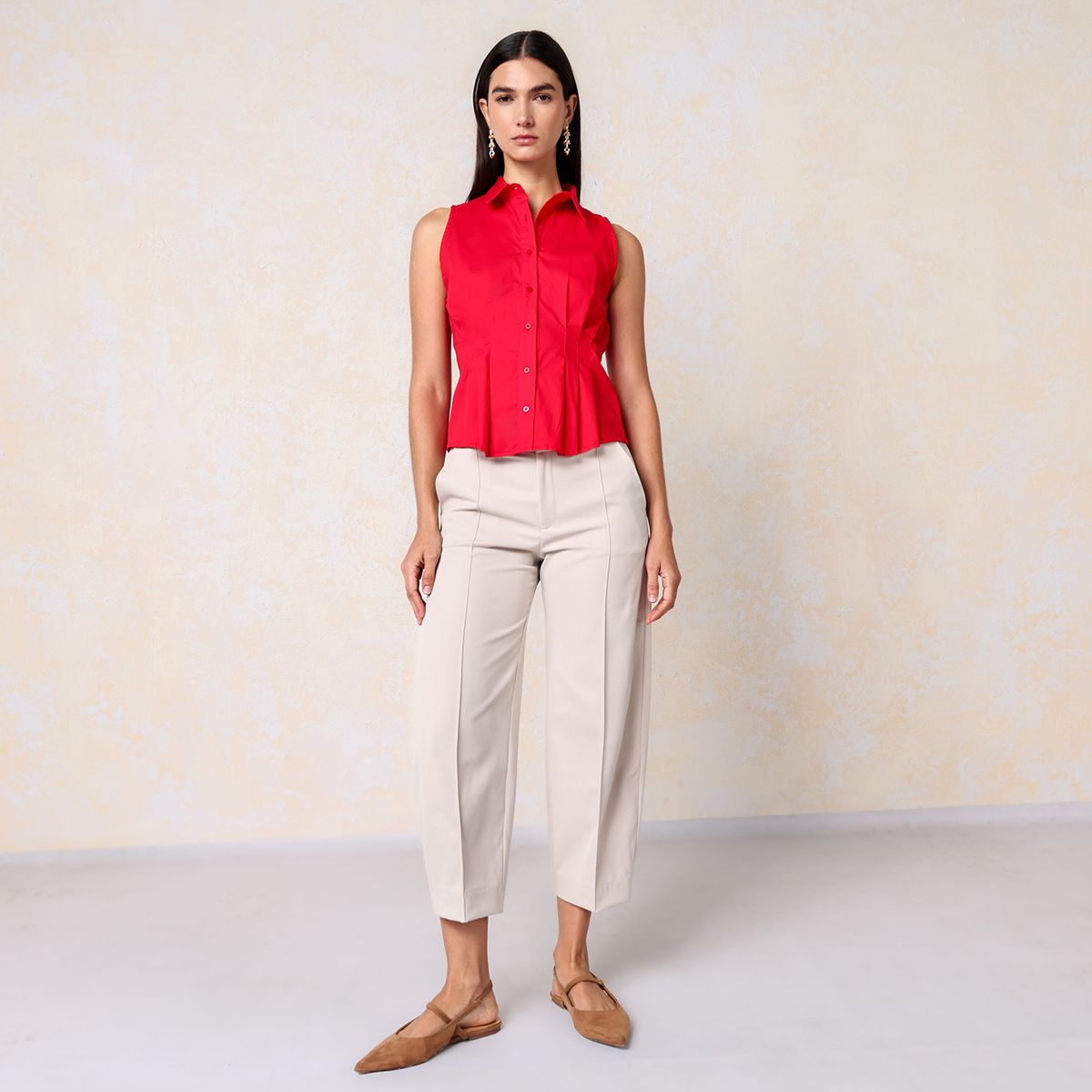 BASEMENT - Camisa Mujer Sin mangas de Algodón Basement