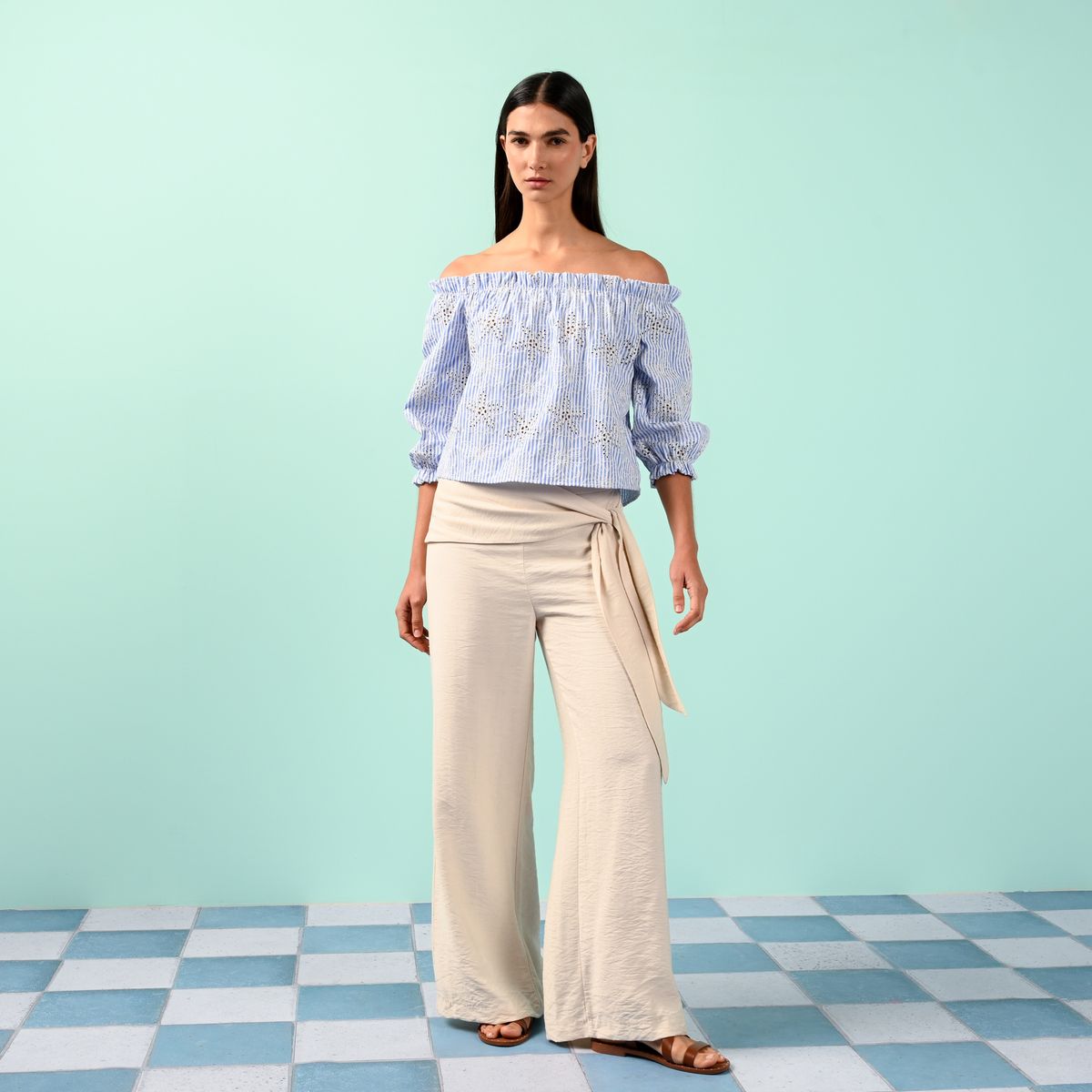BASEMENT - Blusa Mujer Manga larga de Algodón Basement