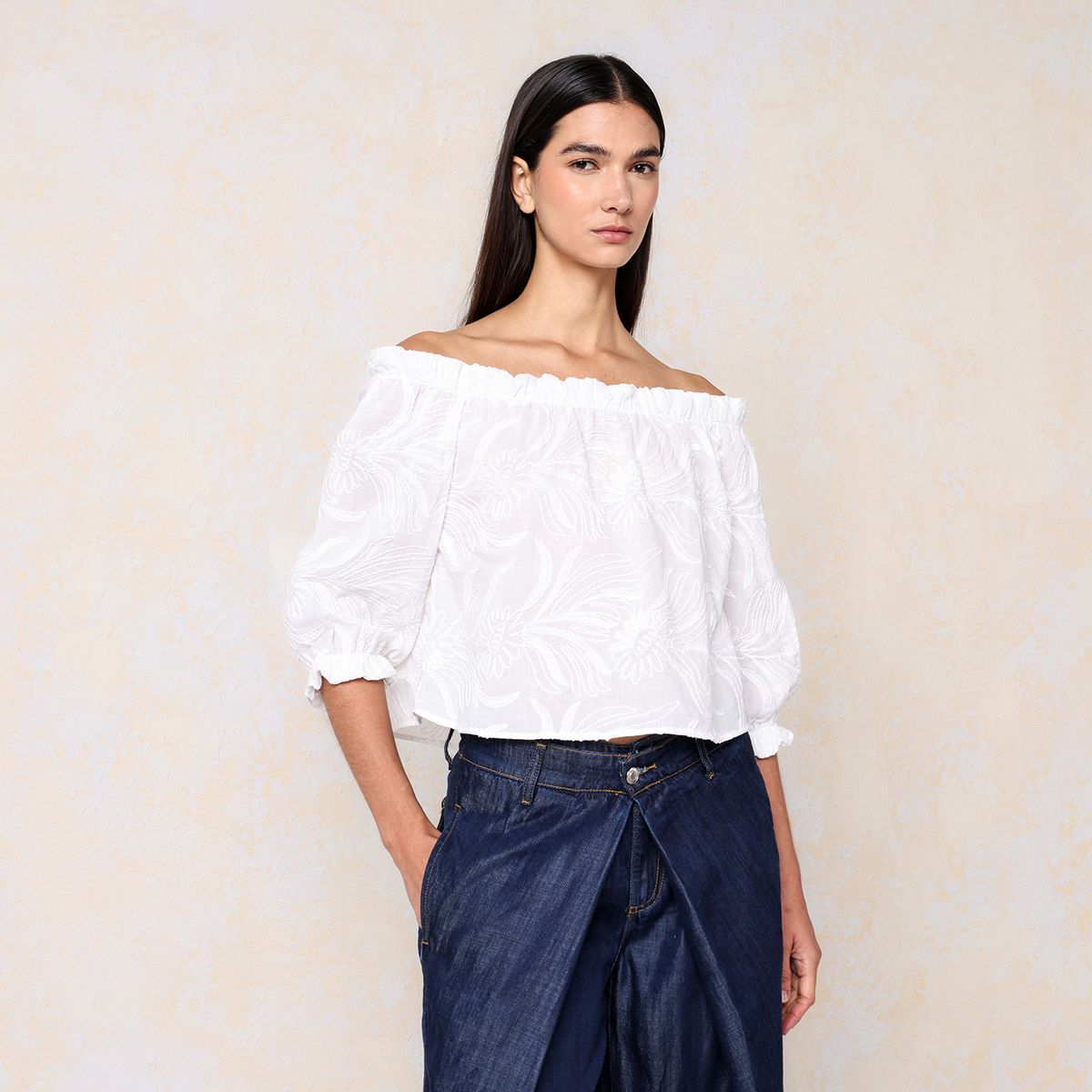 BASEMENT - Blusa Mujer Manga larga de Algodón Basement