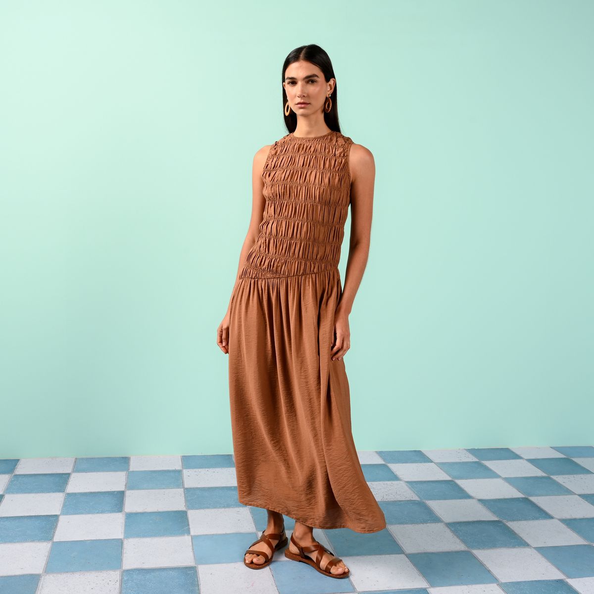 BASEMENT - Vestido Mujer Midi Casual Basement