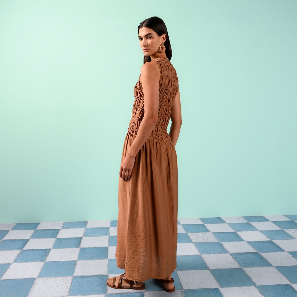 BASEMENT - Vestido Mujer Midi Casual Basement