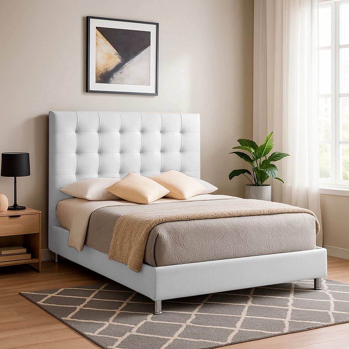 EKONOMODO COLOMBIA - Base y Espaldar Queen Luxury Blanco