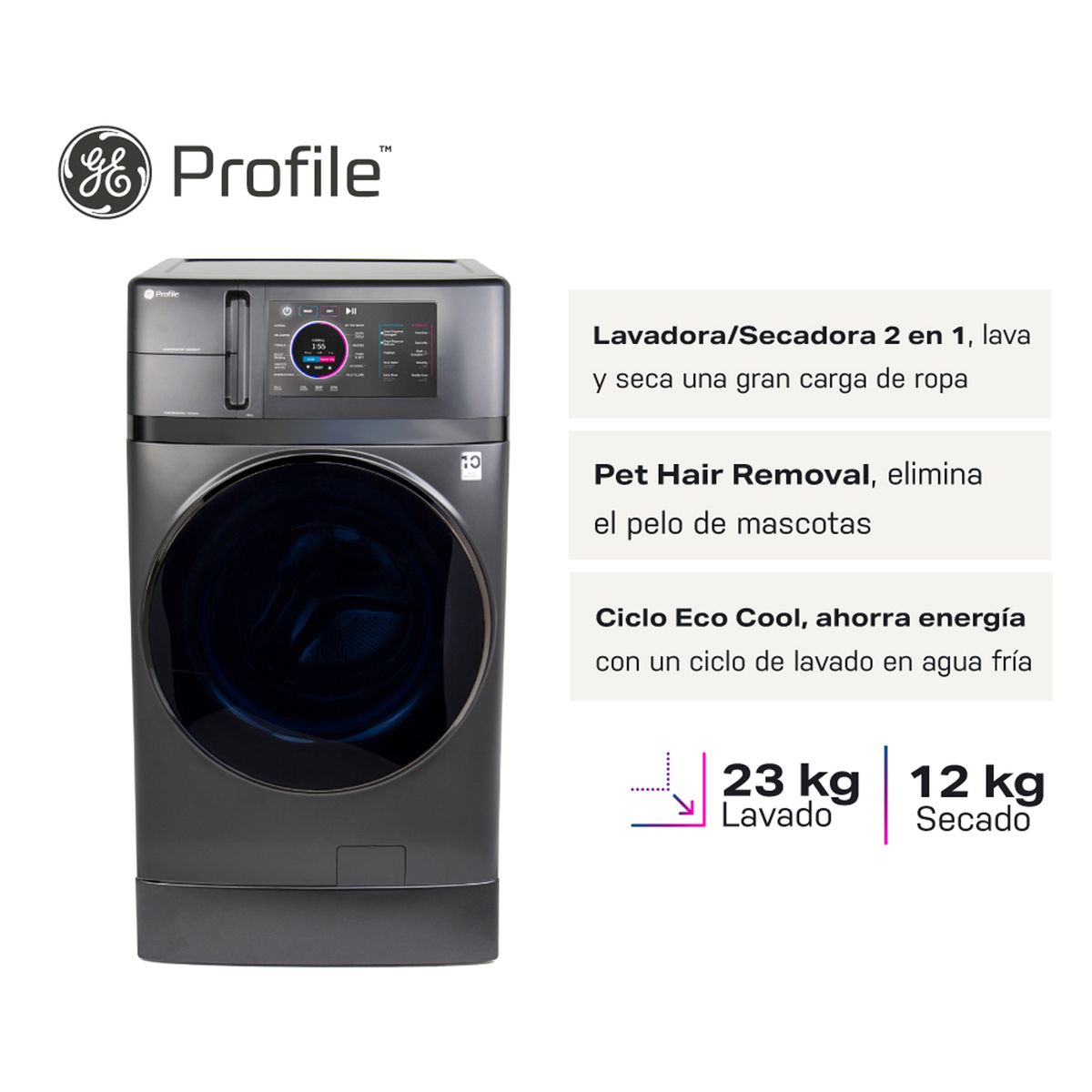 MABE - Lavadora Secadora Carga Frontal Eléctrica 110v 23Kg CPAC2312NXDG0