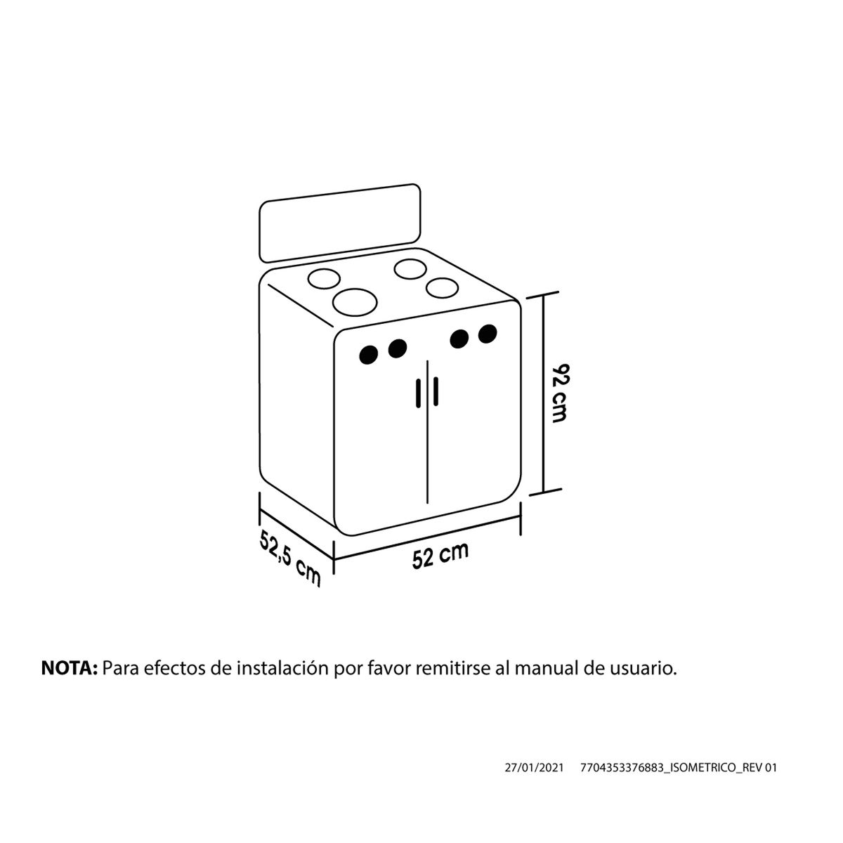 HACEB - Estufa Gabinete torre negra 50 cm gas natural Haceb