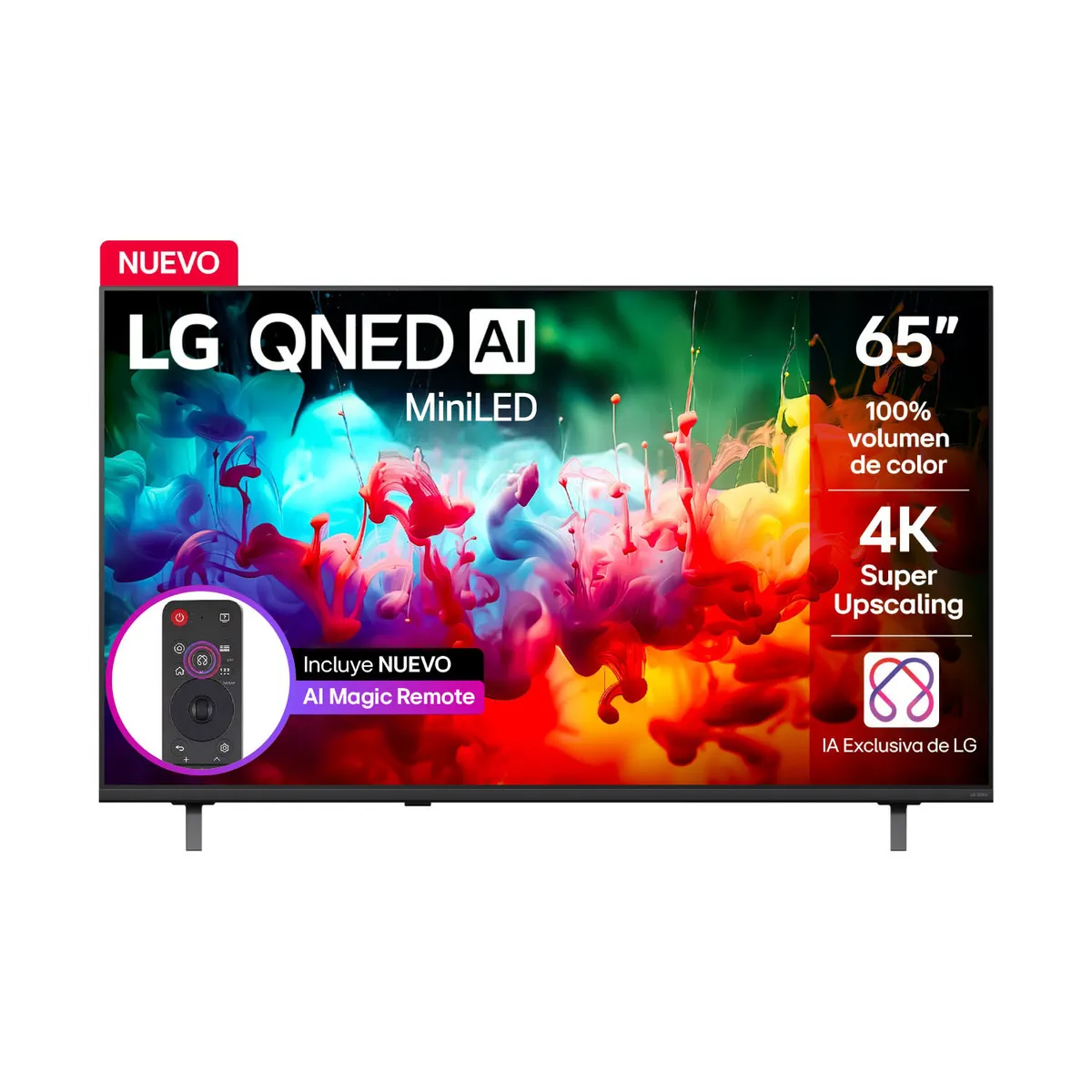 LG - Televisor LG 65 pulgadas|4K UHD QNED Mini LED|65QNED65BSA|Incluye AI Magic Remote