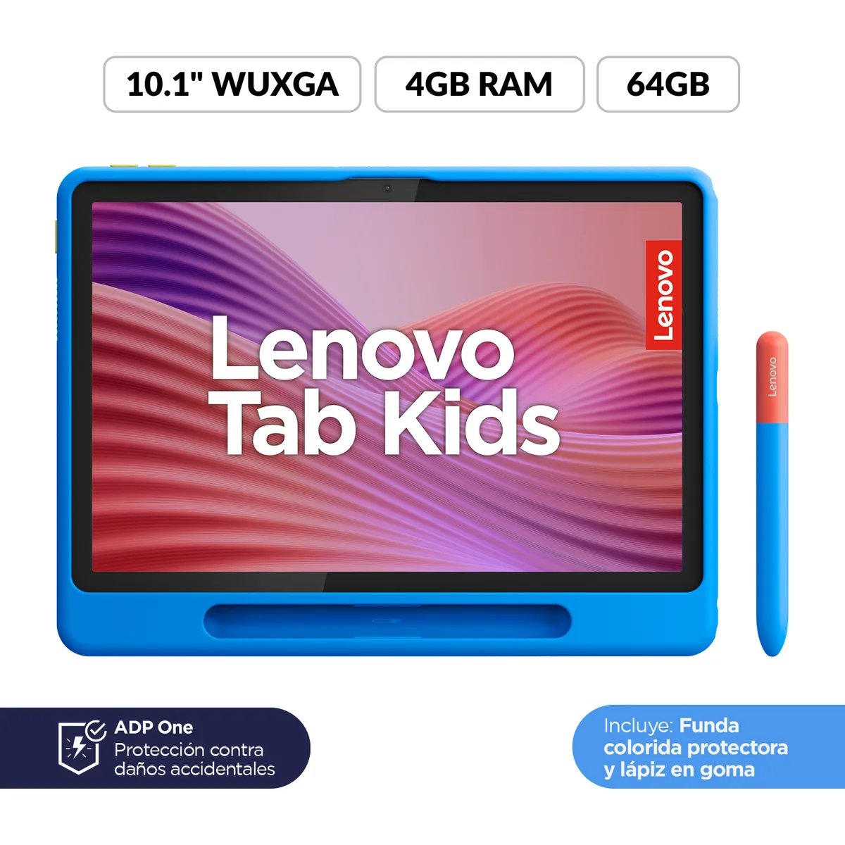 Lenovo - Tablet Lenovo Tab 64GB | Pantalla 10.1 pulgadas | 4GB RAM | Camara Posterior 8MP | Camara Frontal 5MP | + Funda + Pen