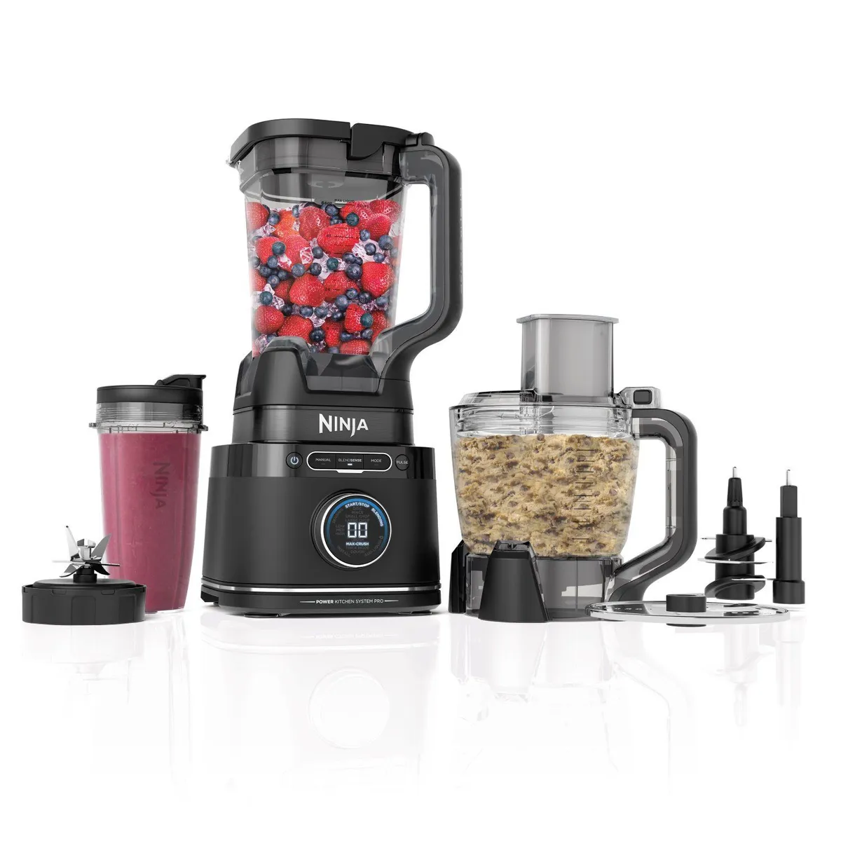 NINJA - Licuadora Ninja Inteligente Detect Power Pro con vaso individual y procesador de alimentos | 10 Velocidades | TB401 | Controla Velocidad y Potencia según Tamaño y Tipo de Alimento