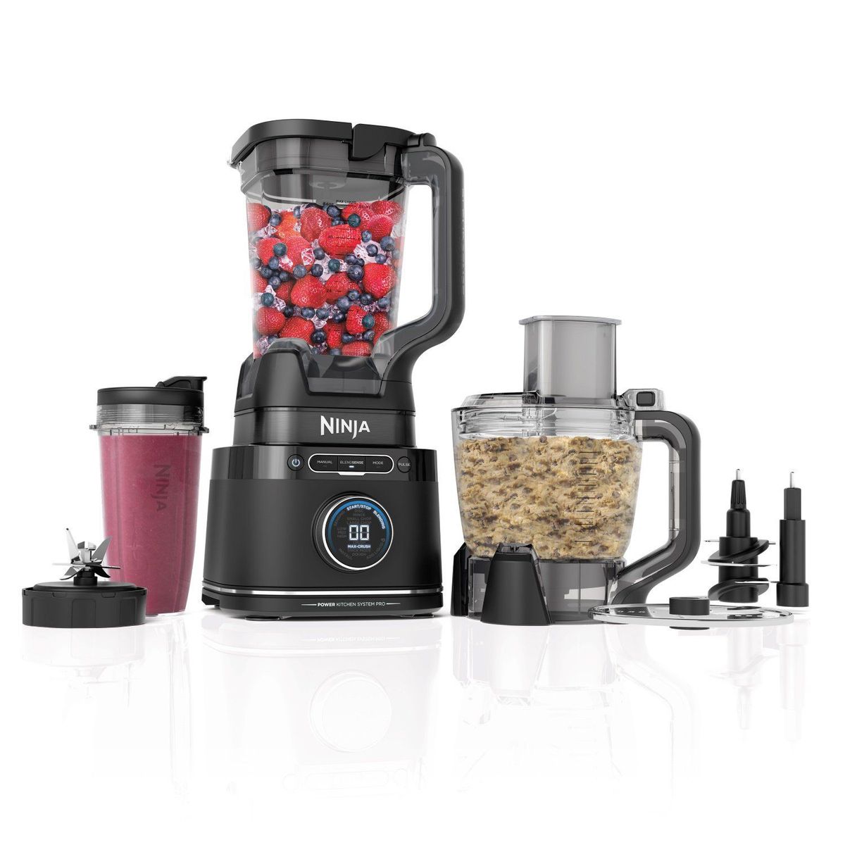 NINJA - Licuadora Ninja Inteligente Detect Power Pro con vaso individual y procesador de alimentos | 10 Velocidades | TB401 | Controla Velocidad y Potencia según Tamaño y Tipo de Alimento