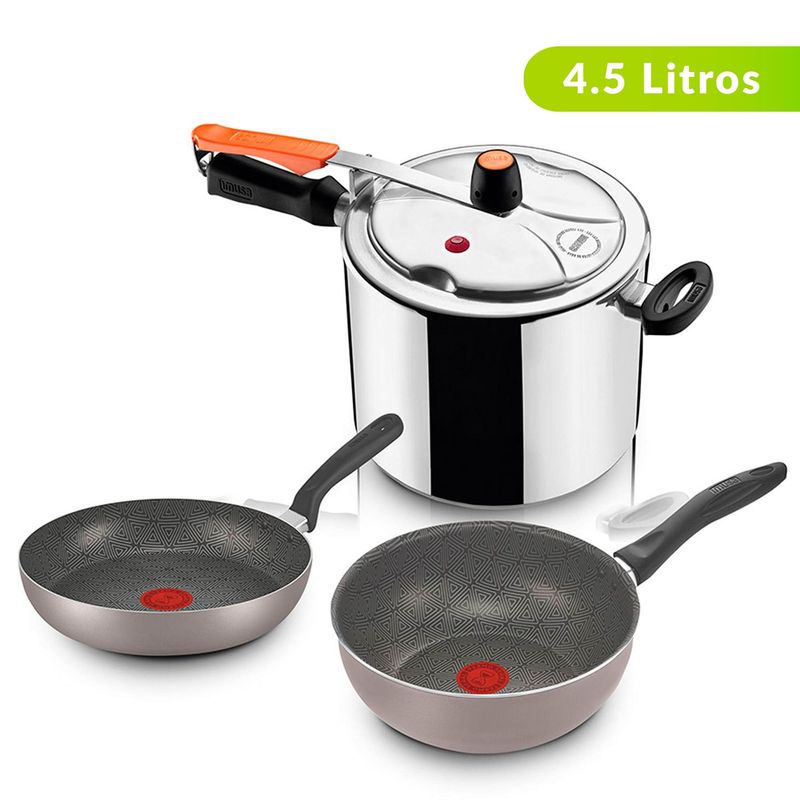 IMUSA - Olla a presión Imusa Combo 4.5 litros Secury Plus Aluminio 