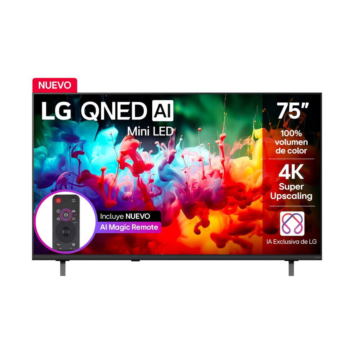 LG - Televisor LG 75 pulgadas 4K UHD QNED Mini LED 75QNED65BSA Incluye AI Magic Remote