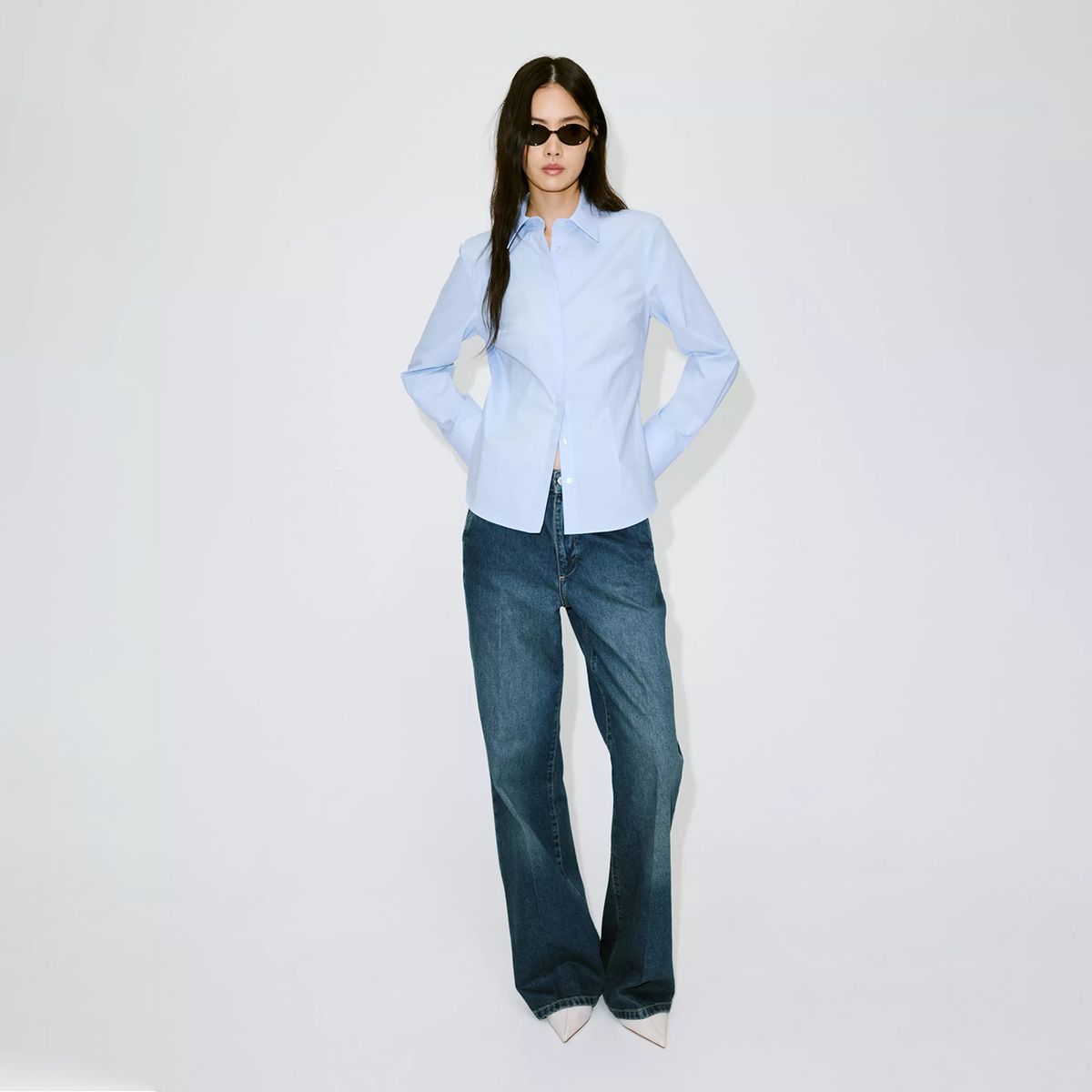 MANGO - Camisa Mujer Manga larga de Algodón Mango