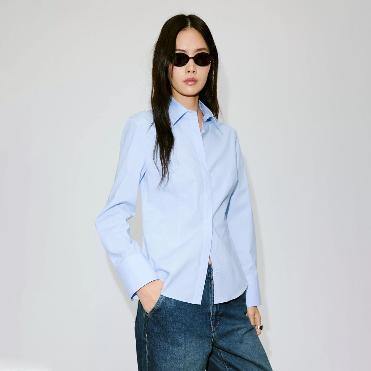 MANGO - Camisa Mujer Manga larga de Algodón Mango