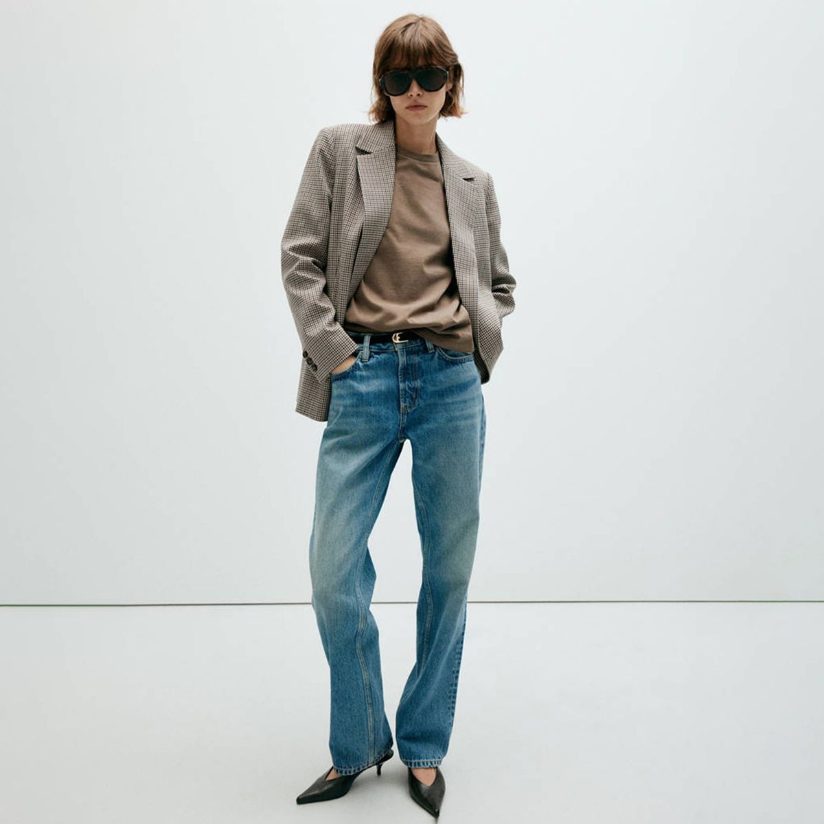 MANGO - Blazer Mujer con Cuadros Mango