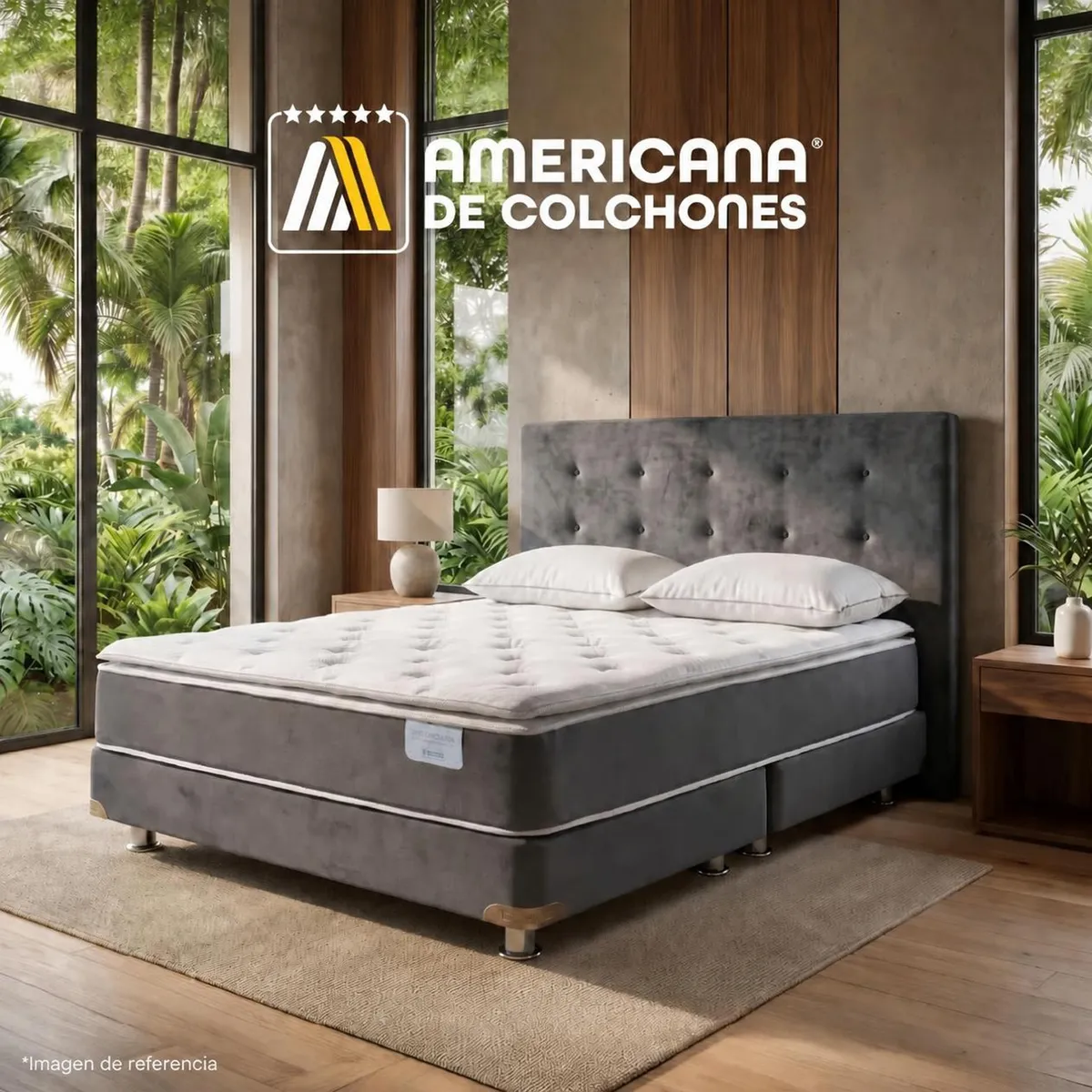 AMERICANA DE COLCHONES - Colchón Americana De Colchones Queen Class Pt Nuovo + Protector