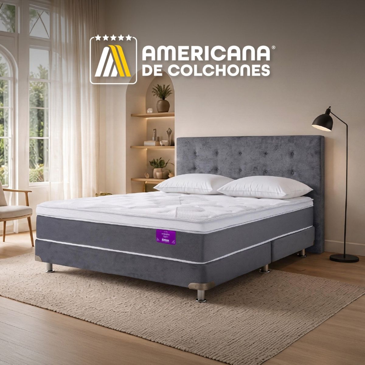 AMERICANA DE COLCHONES - Colchón Americana De Colchones Queen Best Dream Eut Lux + Base Cama