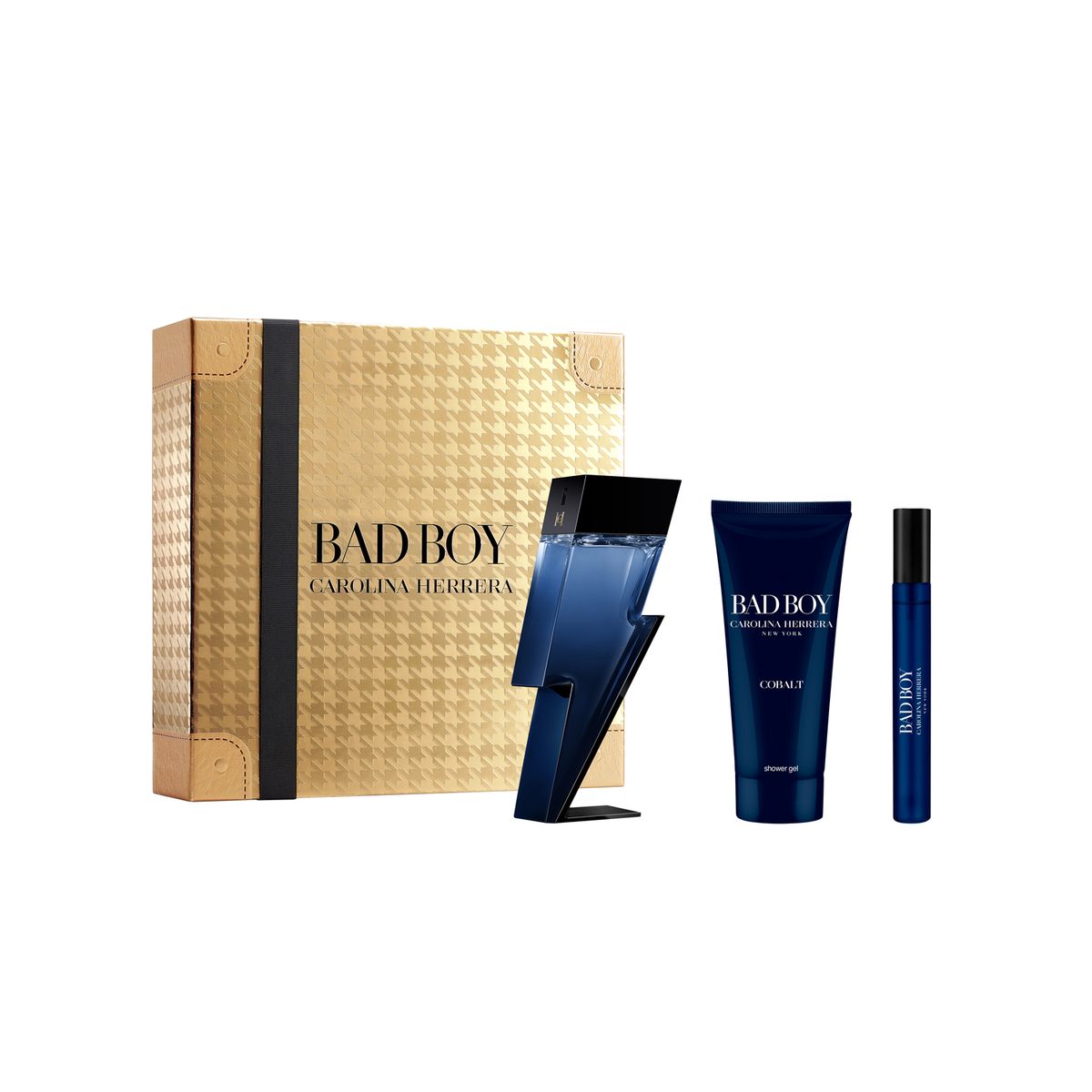 CAROLINA HERRERA - Set de perfume Hombre Carolina Herrera Incluye Bad Boy Cobalt EDP Électrique 100ml + Shower Gel 100ml + Travel Size 10ml