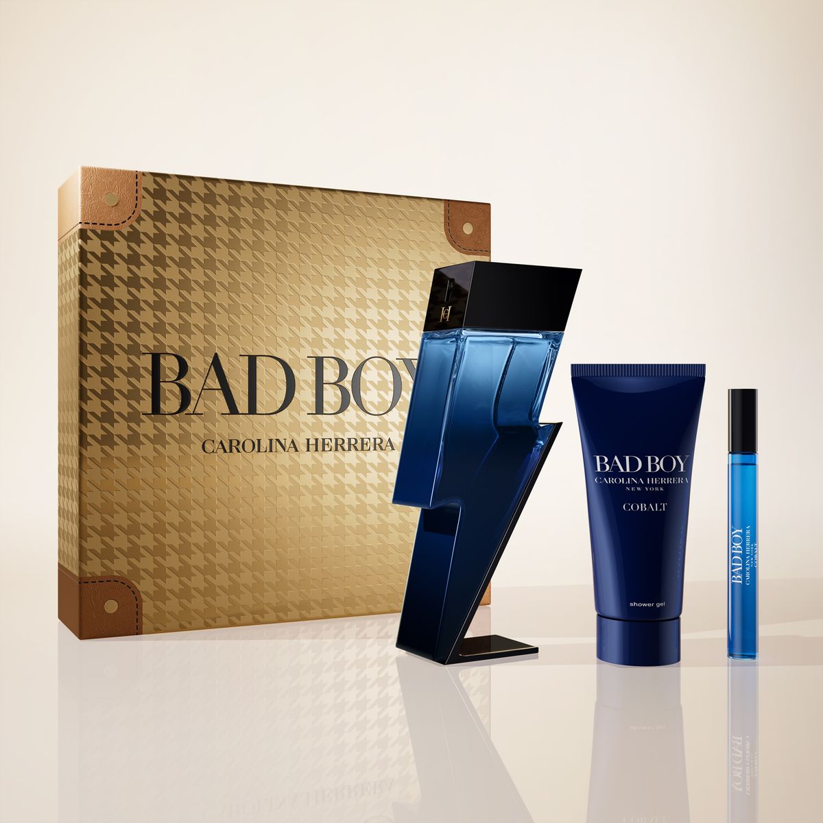 CAROLINA HERRERA - Set de perfume Hombre Carolina Herrera Incluye Bad Boy Cobalt EDP Électrique 100ml + Shower Gel 100ml + Travel Size 10ml