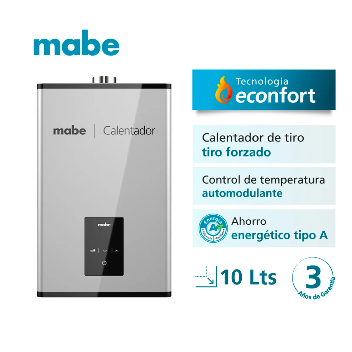 MABE - Calentador De Paso Tiro Forzado 10 Litros Silver Mabe - Cmm11C1Fsna