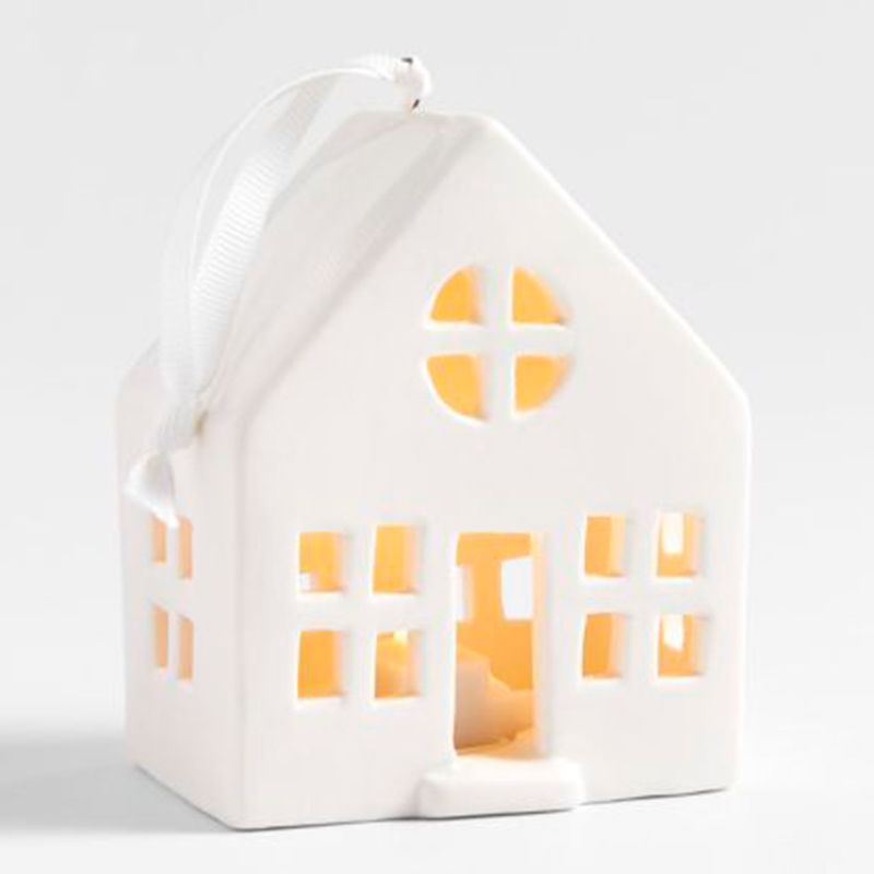 CRATE & BARREL - Adorno para árbol Ceramic House en Cerámica 9 cm x 9 cm
