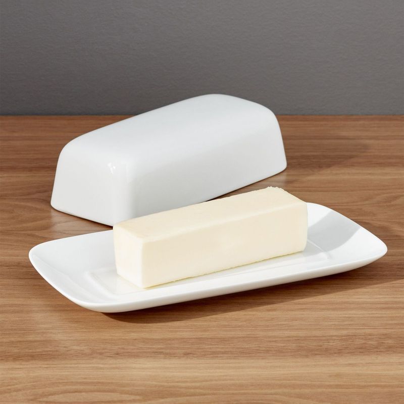 CRATE & BARREL - Mantequillero en Porcelana 21 x 6 cm