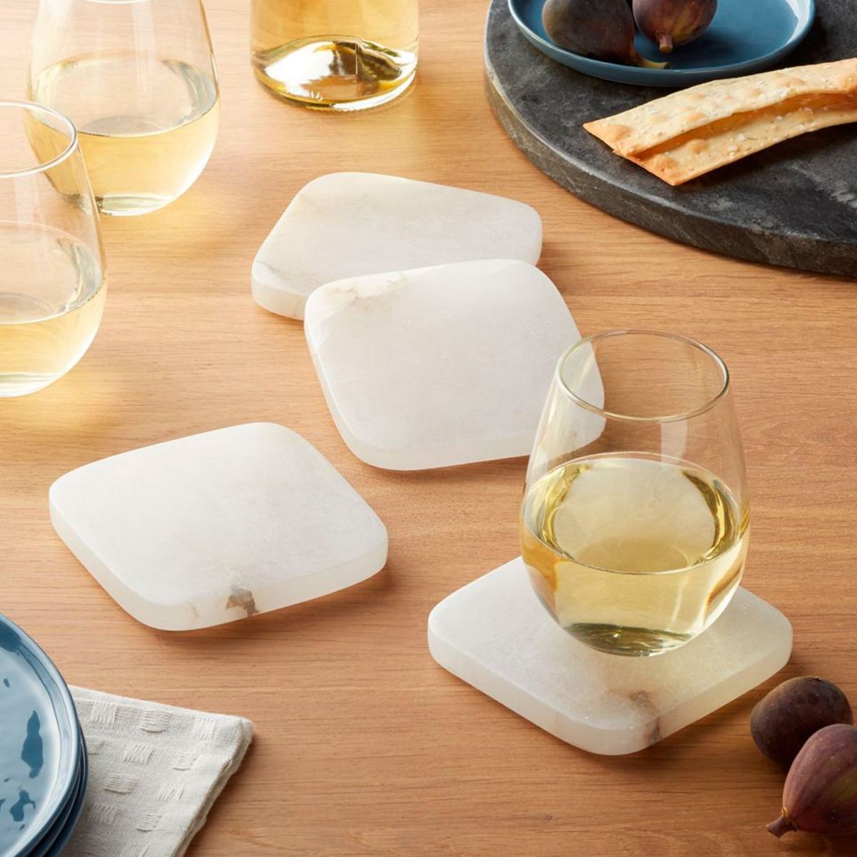 CRATE & BARREL - Portavasos Alabaster en Piedra 4 piezas