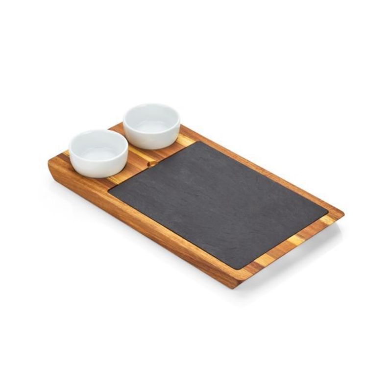 CRATE & BARREL - Bandeja Pizarra Madera 23 x 42 cm