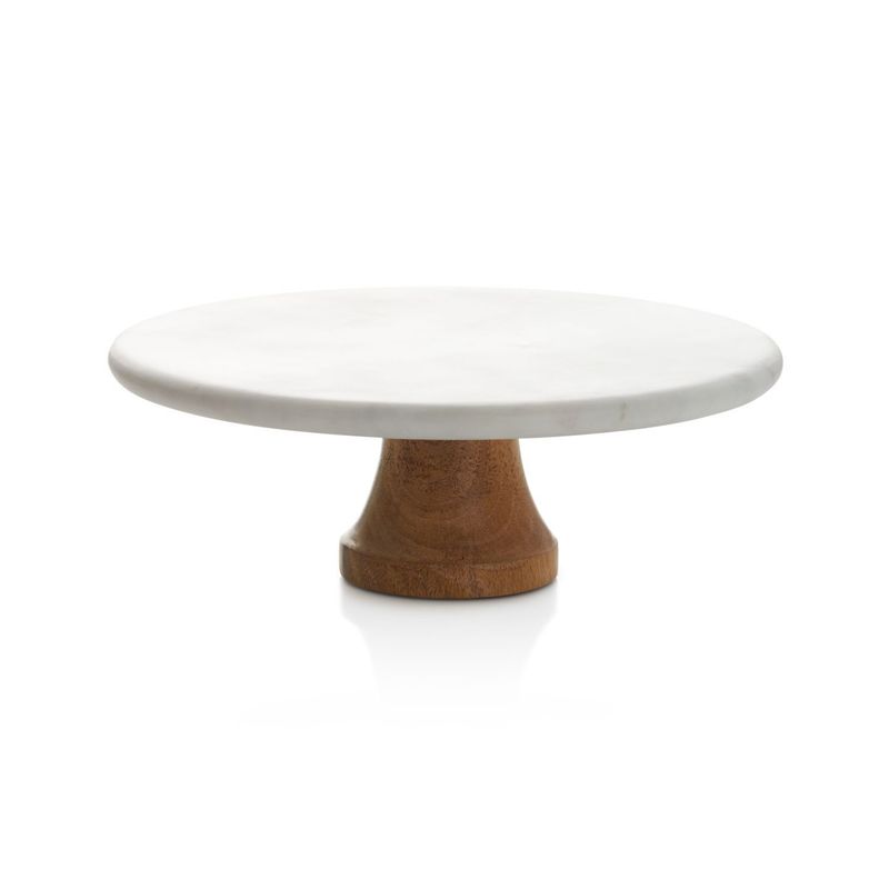 CRATE & BARREL - Tortero en Madera y Mármol 30 cm