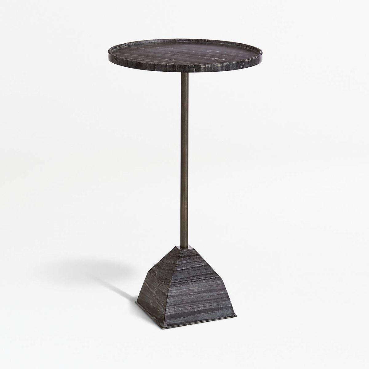 CRATE & BARREL - Mesa Auxiliar Prost en Mármol Negro 53 cm.