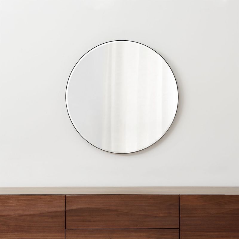 CRATE & BARREL - Espejo de pared Edge Redondo 76 cm x 76 cm