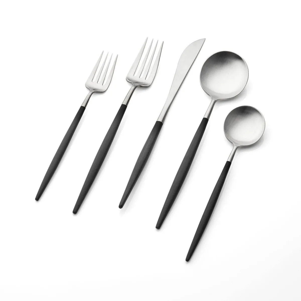 CRATE & BARREL - Cubiertos Aero Negro en Acero Inoxidable Set x 5