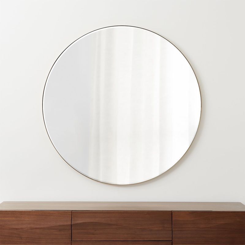 CRATE & BARREL - Espejo de Pared Redondo Edge Dorado 112 cm