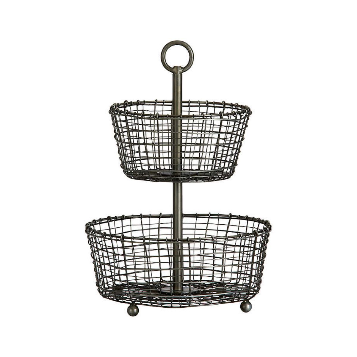 CRATE & BARREL - Frutero de 2 Niveles Bendt en Metal 43 x 30 cm