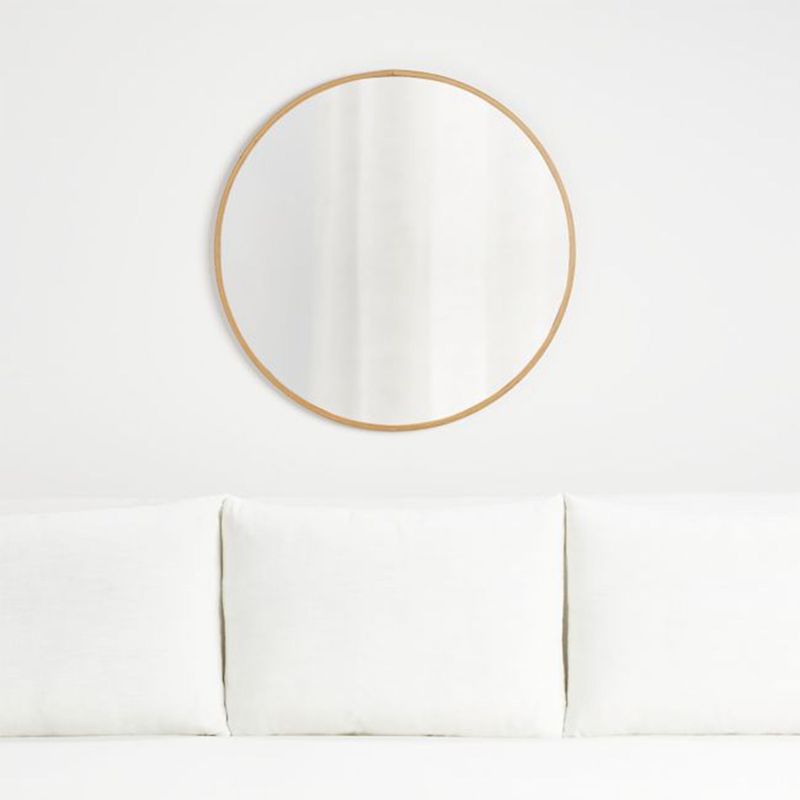 CRATE & BARREL - Espejo de pared Edge Oak Redondo 76 cm x 76 cm