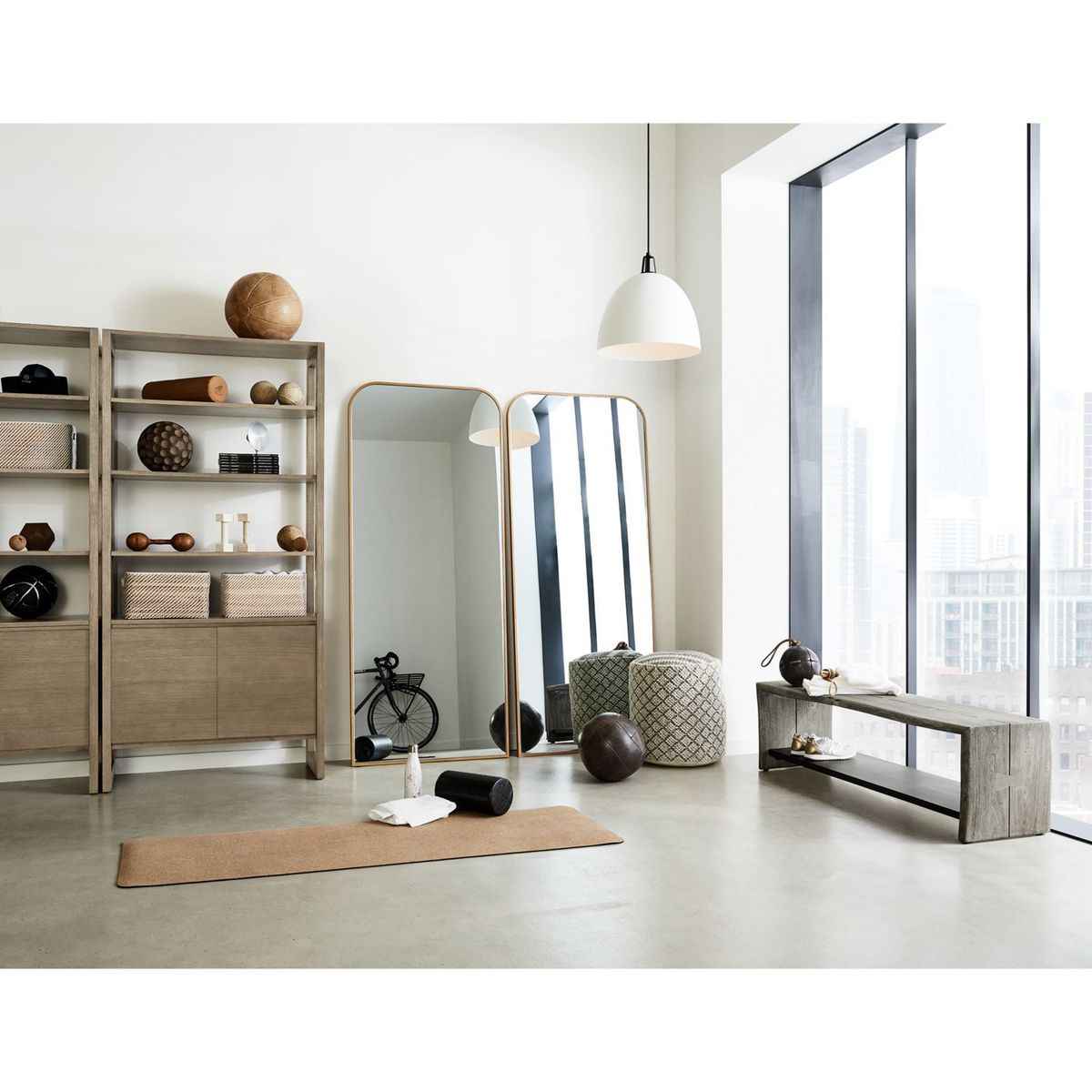 CRATE & BARREL - Espejo de piso Edge Oak Rectangular 193 cm x 81 cm