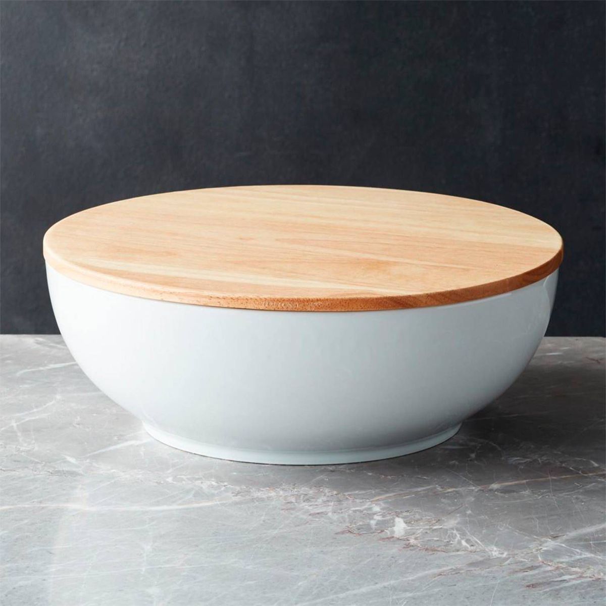 CRATE & BARREL - Bowl Merge con Tapa en Madera 32 cm