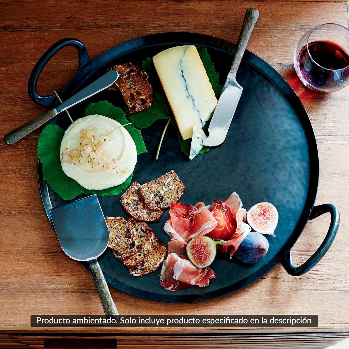 CRATE & BARREL - Bandeja Redonda Feast en Metal 40 cm