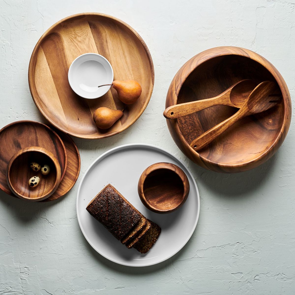 CRATE & BARREL - Bowl Tondo en Acacia 30 cm x 30 cm