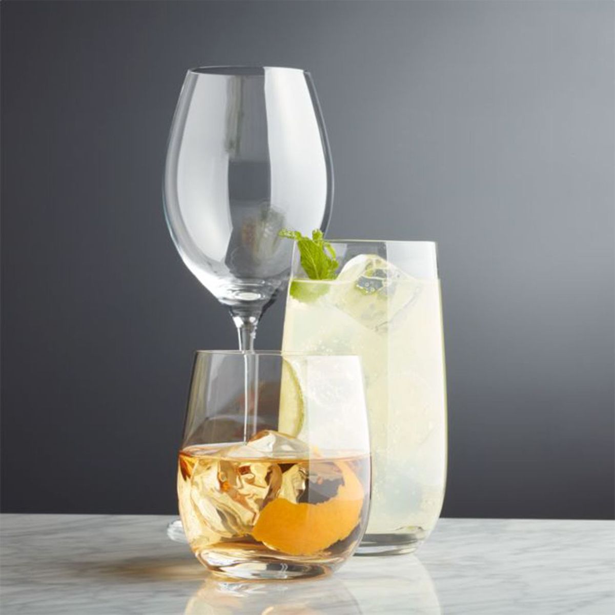 CRATE & BARREL - Vaso alto Marin de Vidrio  16 oz