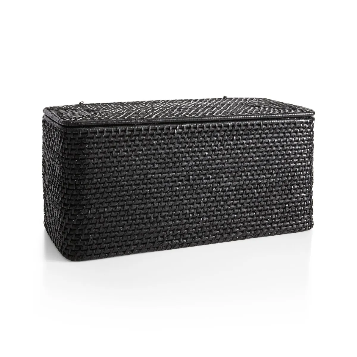 CRATE & BARREL - Caja Rectangular con Tapa Sedona Negro 16 cm