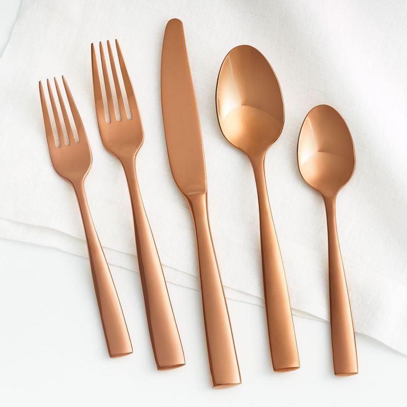 CRATE & BARREL - Cubiertos en Acero Inoxidable Marin Copper 5 Piezas