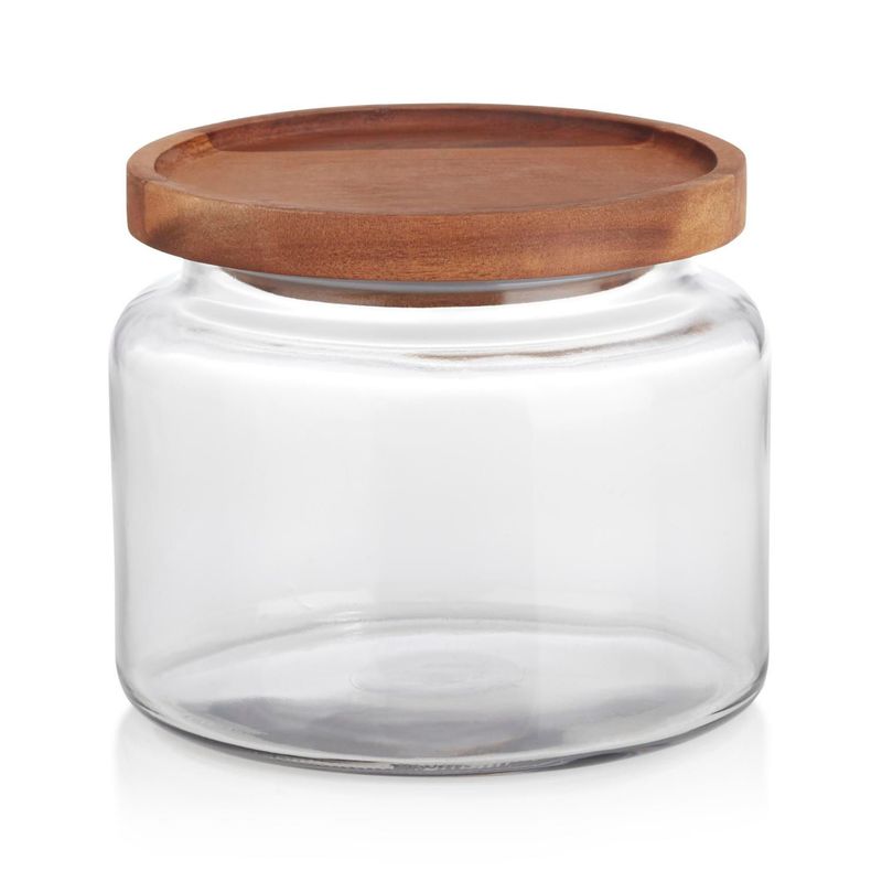 CRATE & BARREL - Contenedor Montana en Vidrio con Tapa de madera 14 cm