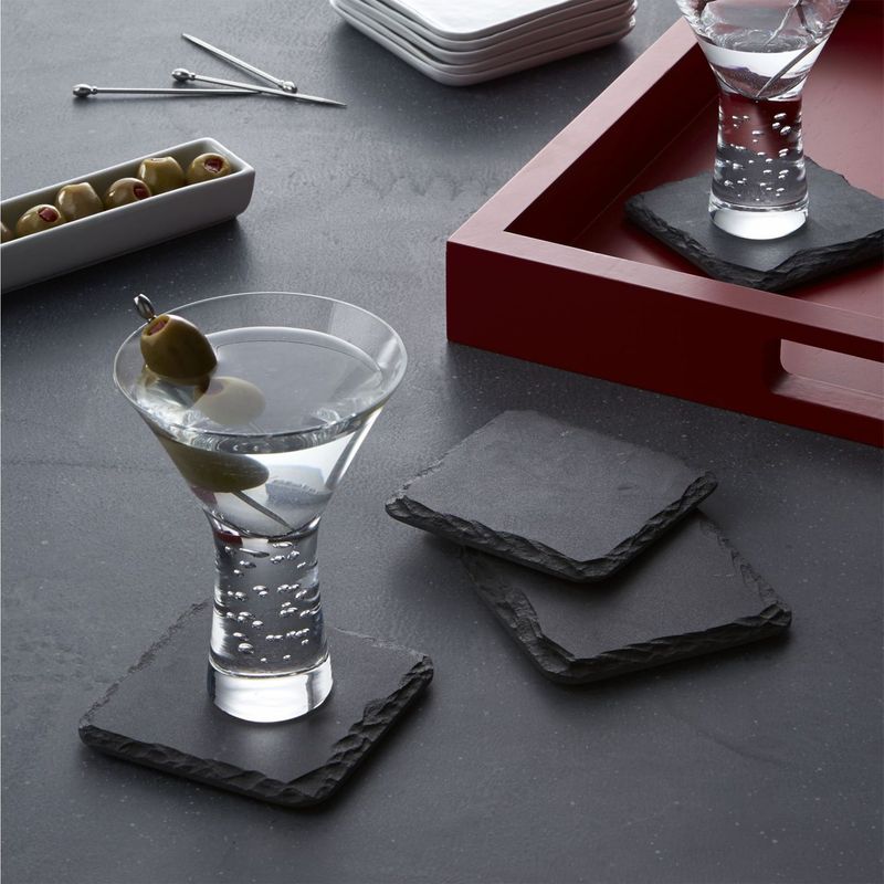 CRATE & BARREL - Portavasos de Pizarra Set x 4